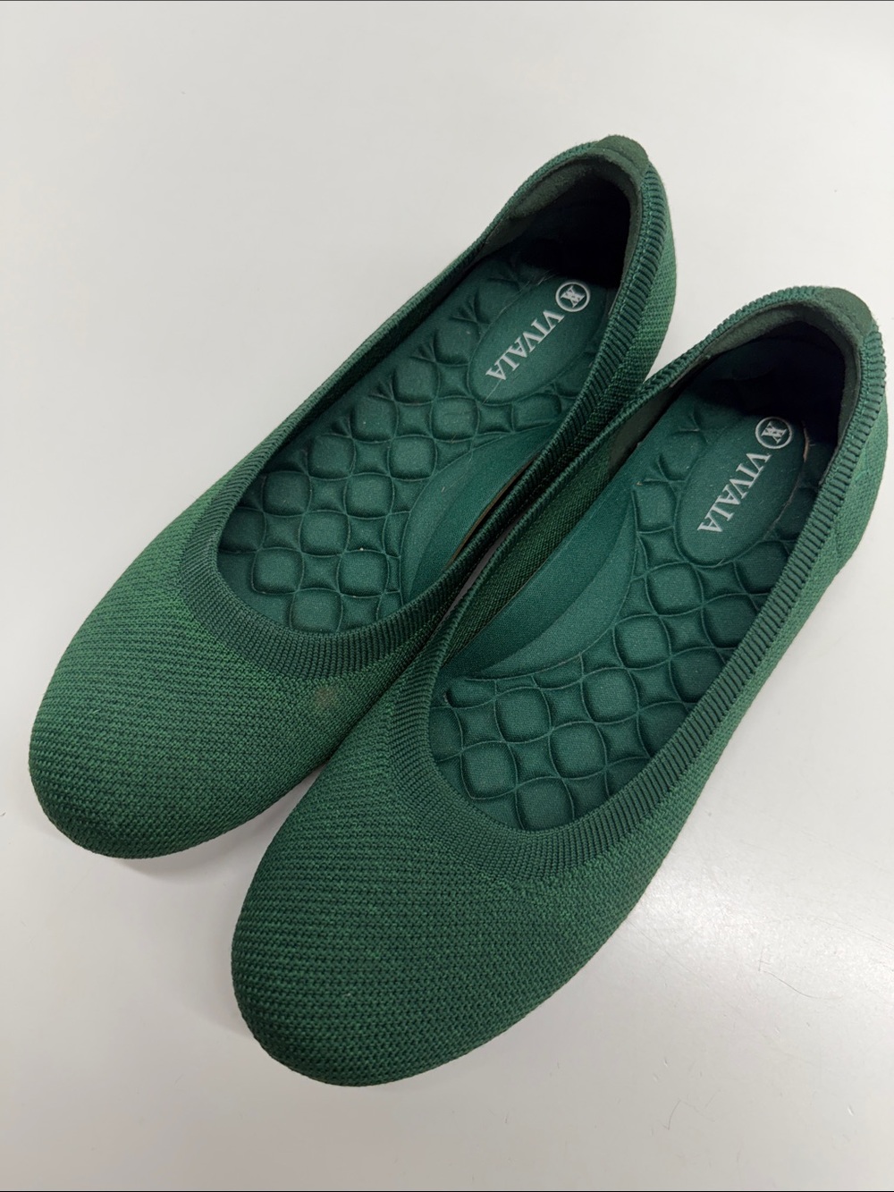 Vivaia Claire Ballet Flats Slip On Knit Shoes Lightweight Flat Forest Green 9.5 - Picture 4 of 11